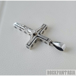 Big cross crucifix pendant mens maltese sterling silver