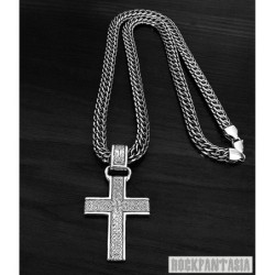 sterling silver mens necklace chain with cross pendant