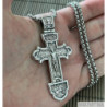 Christian Orthodox Crucifix Greek Jesus cross pendant sterling silver Saint George mens, gift chain necklace