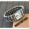 Huge massive double curb mens bracelet chain sterling silver woven byzantine heavy wide box clasp