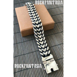 Huge massive double curb mens bracelet chain sterling silver woven byzantine heavy wide