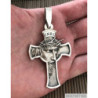 Cross big pendant mens Jesus thorny spikes solid sterling silver