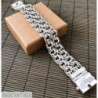Heavy wide chain bracelet double sterling silver mens garibaldi