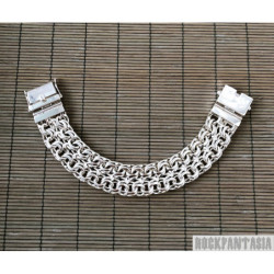 Heavy wide chain bracelet double sterling silver mens