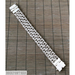 Heavy wide chain bracelet double sterling silver mens