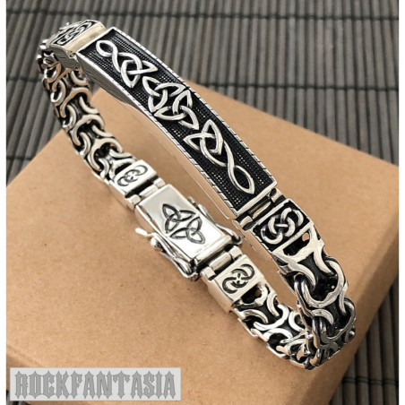 Celtic bracelet solid sterling silver 925 mens woven byzantine box clasp