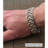 Emperor mens bracelet sterling silver double chain woven byzantine heavy wide box clasp