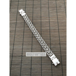 Emperor mens bracelet sterling silver double chain woven byzantine heavy wide box clasp