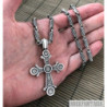 Cross 925 sterling silver pendant mens christian orthodox man, versace greek silver chain necklace