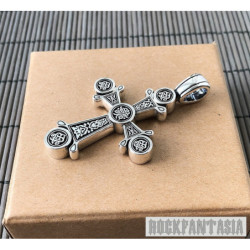 Cross 925 sterling silver pendant mens christian orthodox man, versace silver chain necklace