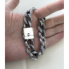 Heavy wide curb men's bracelet solid 925 sterling silver art gift chain box clasp