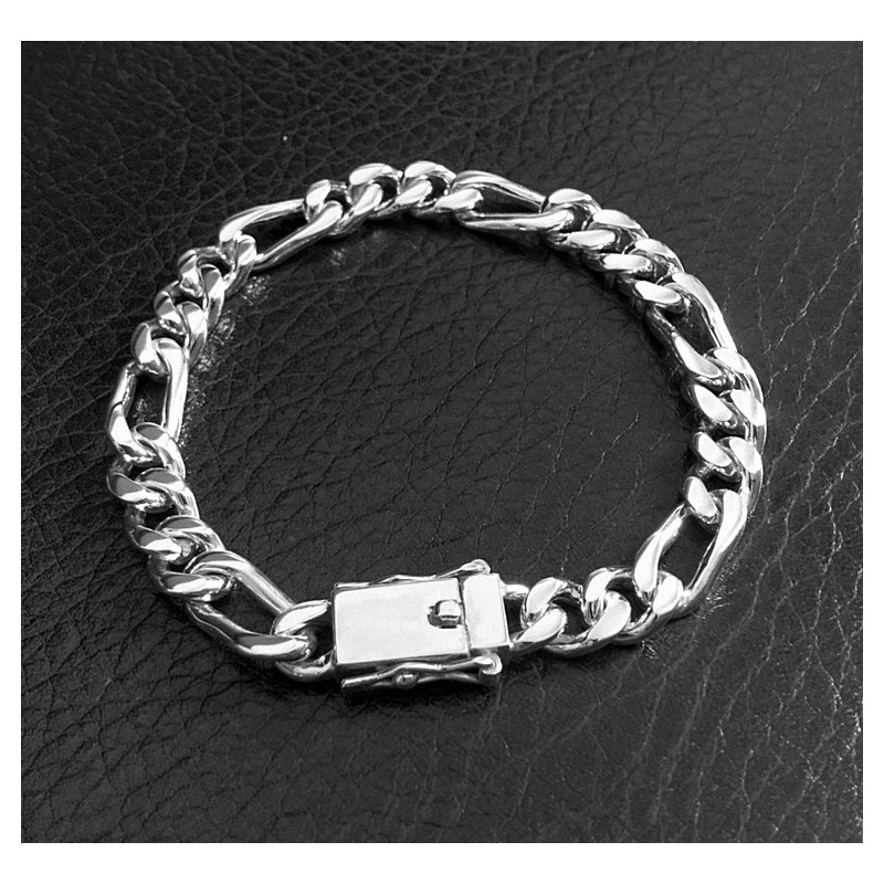 Sterling silver mens bracelet figaro cartier