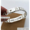 Sterling silver bracelet heavy wide curb id engraving text custom mens chain