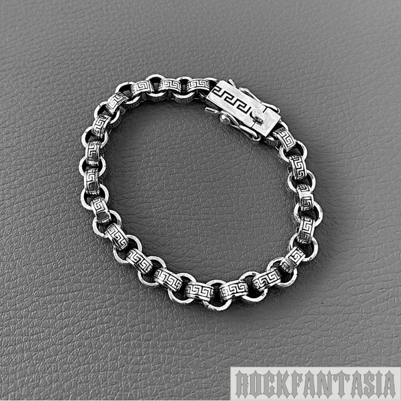 Versace greek sterling silver mens bracelet rolo