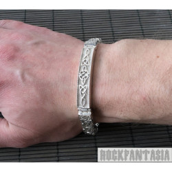 Celtic bracelet solid sterling silver 925 mens woven byzantine triquetra