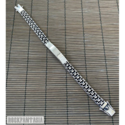 Handmade Emperor Mens Bracelet solid sterling silver double chain woven byzantine id