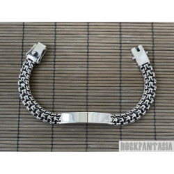 Handmade Emperor Mens Bracelet solid sterling silver double chain woven byzantine id