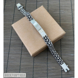 Handmade Emperor Mens Bracelet solid sterling silver double chain woven byzantine id