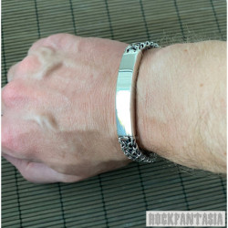 Handmade Emperor Mens Bracelet solid sterling silver double chain woven byzantine id