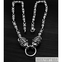 Lions heads sterling silver mens chain necklace heavy