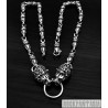 Lions heads sterling silver mens chain necklace heavy