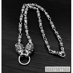 Lions heads sterling silver mens chain necklace heavy