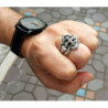 Mens knight cross garnet solid 925 sterling silver templar ring fleur de lis