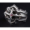 Mens knight cross garnet solid 925 sterling silver templar ring fleur de lis